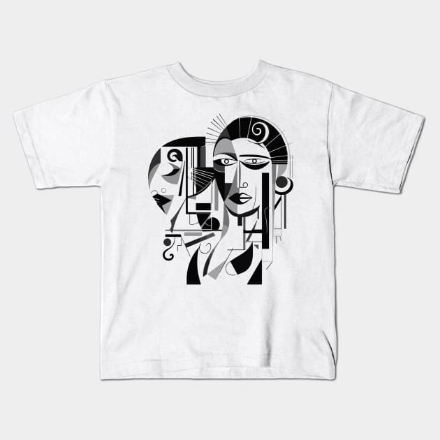 Cubist Woman Kids T-Shirt by n23tees